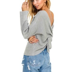 Grey Twisted Back Sweater by ASTR the label